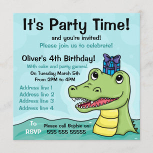 Anniversaire du Crocodile Invitation d'anniversair