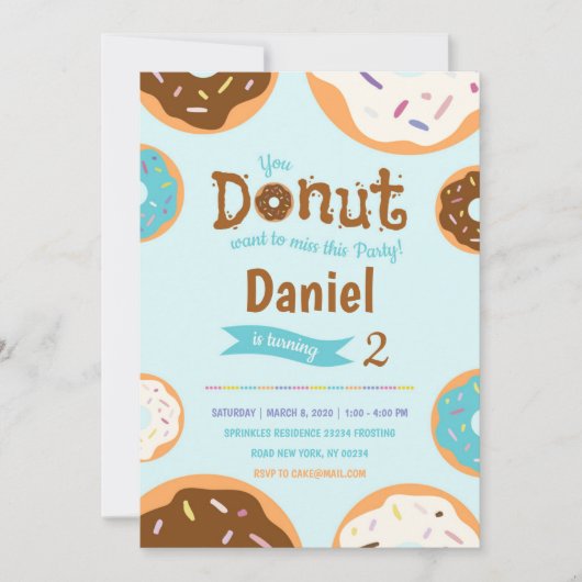 Anniversaire du garçon - Donut Party - Invitation (Devant)