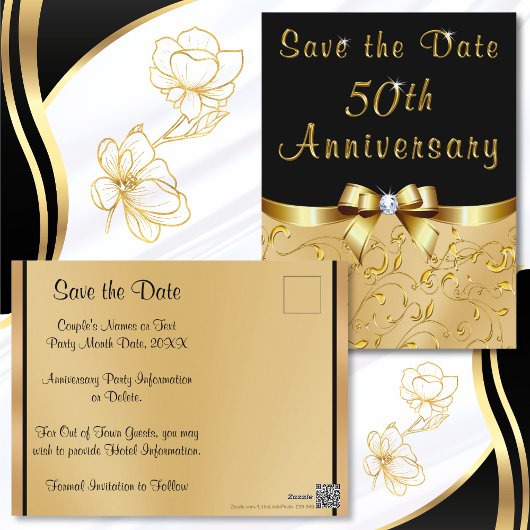 Anniversaire du Mariage d'or Enregistrer les carte