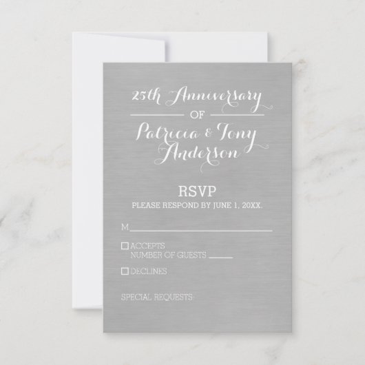 Anniversaire du Mariage RSVP argent et blanc (Devant)