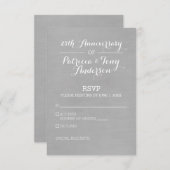 Anniversaire du Mariage RSVP argent et blanc (Devant / Derrière)