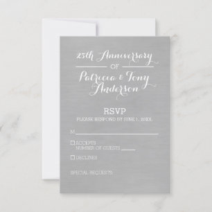 Anniversaire du Mariage RSVP argent et blanc