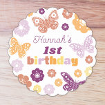 Anniversaire du papillon rétro<br><div class="desc">Augmentez la fête d'anniversaire de votre enfant avec nos Dessous de verre personnalisés Retro Butterfly Birthday Party Paper ! Les oeuvres d'art peintes à la main et les détails floraux présentent des motifs de papillons et de fleurs d'inspiration folklorique, ajoutant une touche d'élégance boho à la fête. Personnalisables avec le...</div>