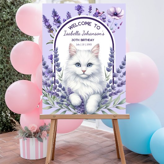 Anniversaire élégant de Lavande et de Chat