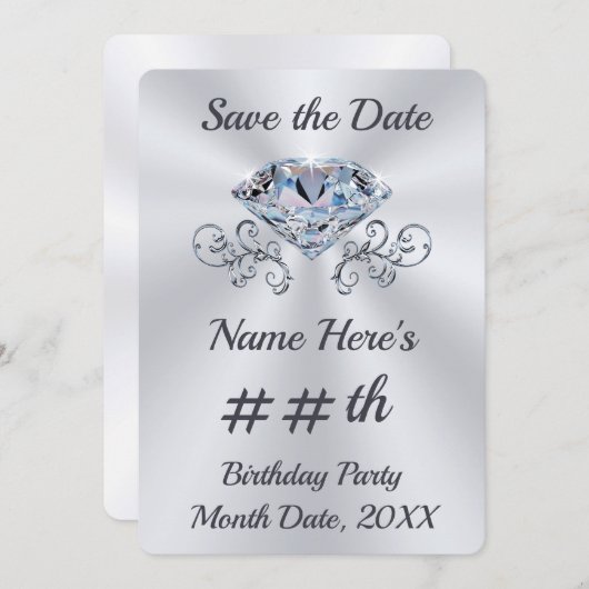 Anniversaire Enregistrer la date Invitations pour  (Devant / Derrière)