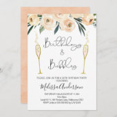 Anniversaire Et Bubbly Floral Invitation Anniversa (Devant / Derrière)