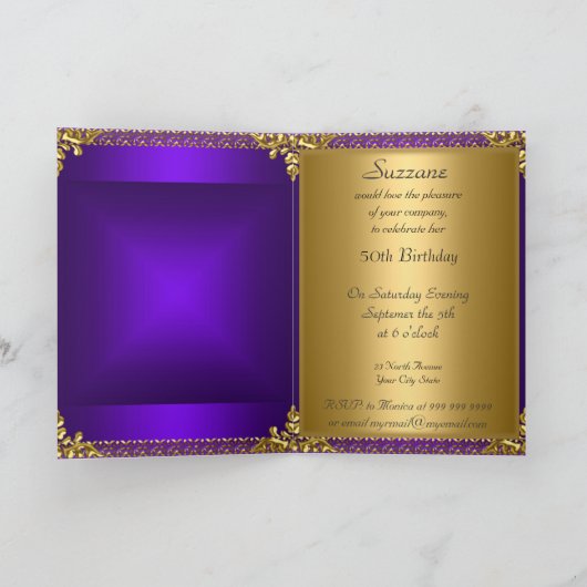 Anniversaire Faire-part pourpre (Intérieur)