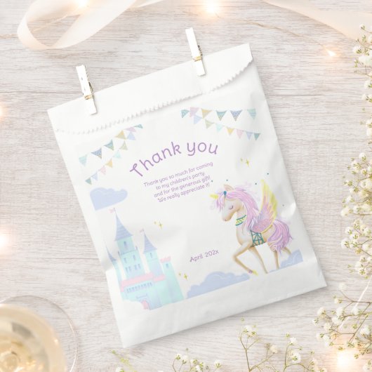 Anniversaire Favor Sacs avec licorne. (Coupé)