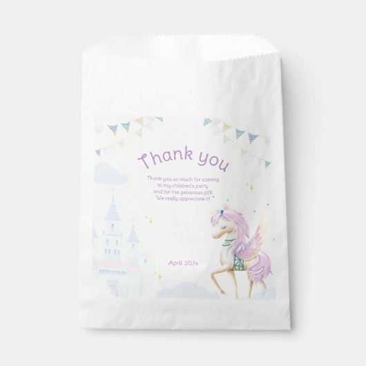 Anniversaire Favor Sacs avec licorne. (Devant)