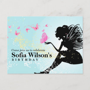 anniversaire fée papillon invitation Carte postale