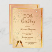 Anniversaire fête bulles d'or invitation (Devant / Derrière)