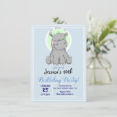 Anniversaire Fête Cute Little Hippo Invitations (Debout devant)