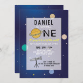 Anniversaire Fête Invitation Espace Galaxy Planète (Devant / Derrière)