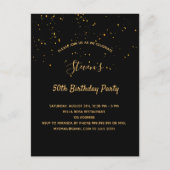 Anniversaire fête noir or simple invitation (Devant)