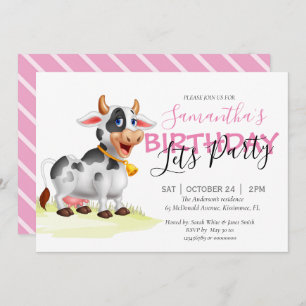 Anniversaire fête Pink Cow invitation