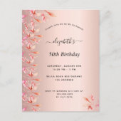 Anniversaire fête rose or rose floral invitation (Devant)