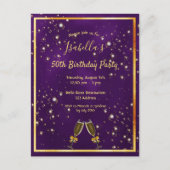 Anniversaire fête violet or invitation (Devant)