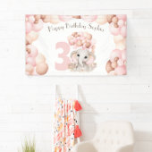 Anniversaire fille mignonne rose éléphant bannière (En situation)