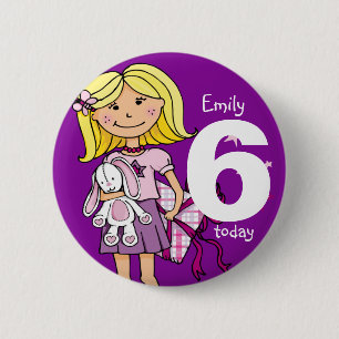 Anniversaire fille nom et bouton d'âge / badge vio