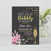 Anniversaire Floral Brunch & Bubbly Invitation ros (Debout devant)
