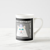 Anniversaire Fluffy White Chat Bone China Mug (Droite)