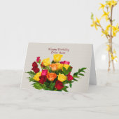 Anniversaire, Grande Tante, Carte Rose Bouquet (Fleur jaune)