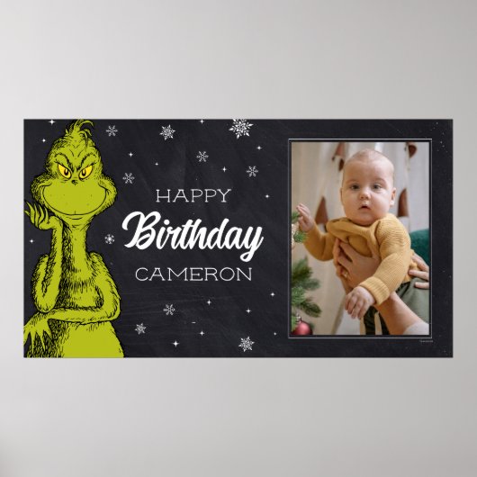 Anniversaire Grinch Tableau Noir (Devant)