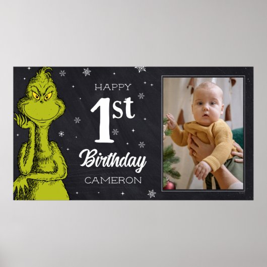 Anniversaire Grinch Tableau Noir (Devant)