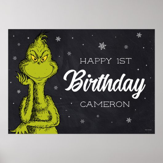 Anniversaire Grinch Tableau Noir (Devant)
