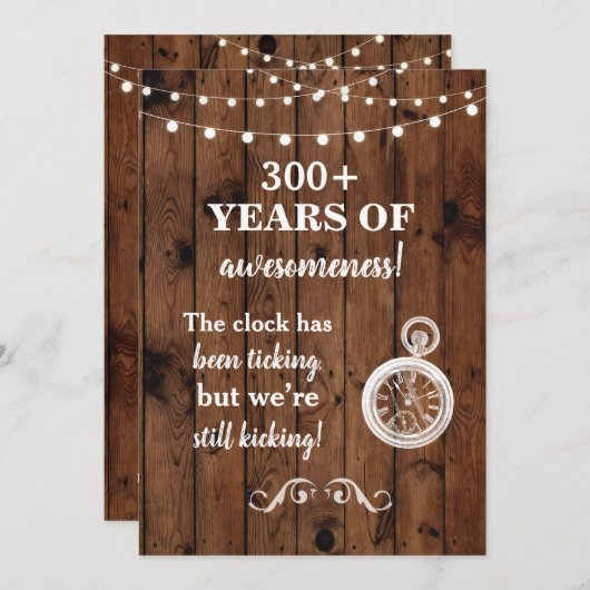 Anniversaire Groupe Fête BBQ Bois Plier Carte Invi (Devant / Derrière)