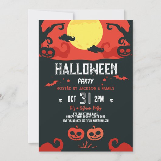 Anniversaire Halloween Citrouille Party Invitation (Devant)