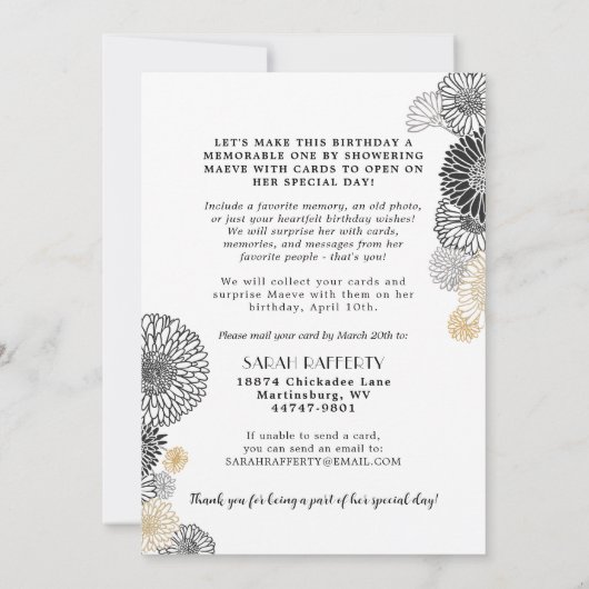 Anniversaire Important Carte Noire et Dorée sous u (Dos)