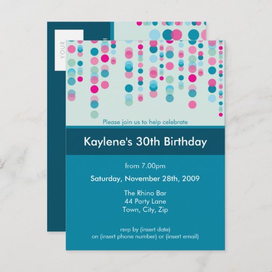 ANNIVERSAIRE INVITATION :: discotek 5 (Devant / Derrière)