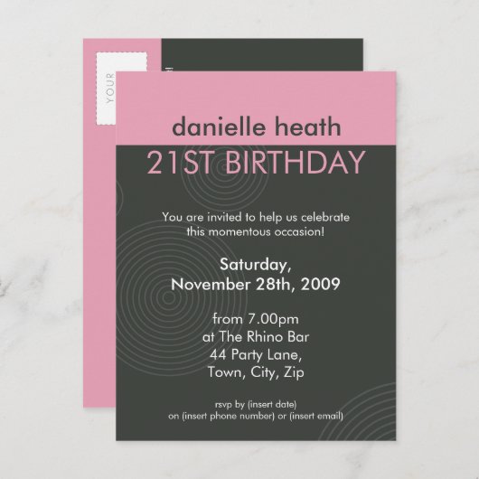 ANNIVERSAIRE INVITATION :: dynamique centré P2 (Devant / Derrière)