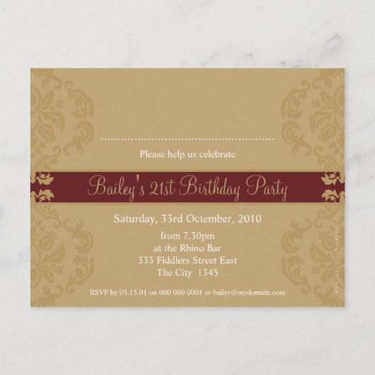 ANNIVERSAIRE INVITATION :: finesse 1 (Dos)