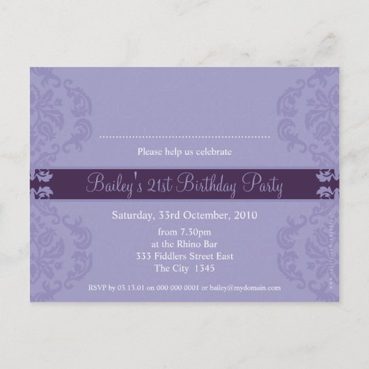 ANNIVERSAIRE INVITATION :: finesse 3 (Dos)