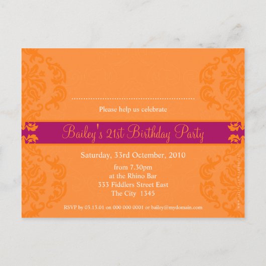 ANNIVERSAIRE INVITATION :: finesse 5 (Dos)