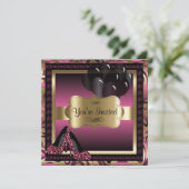 Anniversaire| Invitation Leopard rose High Heels (Debout devant)