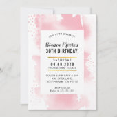 ANNIVERSAIRE INVITATION moderne aquarelle rose pâl (Devant)