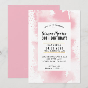 ANNIVERSAIRE INVITATION moderne aquarelle rose pâl