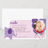 ANNIVERSAIRE INVITATION PHOTOCARD :: éléphant + ba (Devant / Derrière)