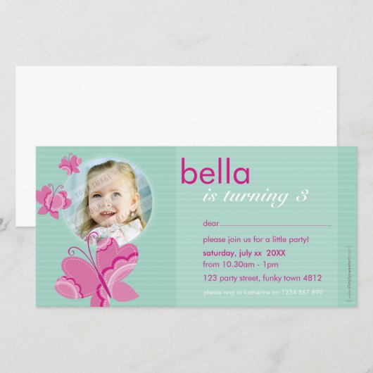 ANNIVERSAIRE INVITATION PHOTOCARD :: flutterbybutt (Devant / Derrière)