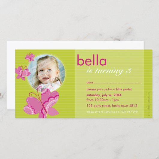 ANNIVERSAIRE INVITATION PHOTOCARD :: flutterbybutt (Devant / Derrière)