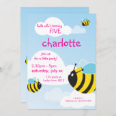 ANNIVERSAIRE INVITATIONS :: abeilles dans le ciel (Devant / Derrière)