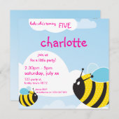 ANNIVERSAIRE INVITATIONS :: abeilles dans le ciel  (Devant / Derrière)