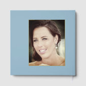 Anniversaire Jalon Photo Floral Bleu Élégant (Verso)