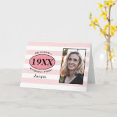 Anniversaire Joli rose fille Modèle photo rayé (Fleur jaune)