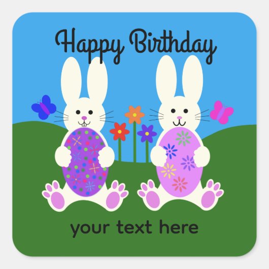Anniversaire Lapin de Pâques #6 Stickers (Devant)