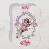 Anniversaire - Linge blanc - Carte d'invitation (Devant / Derrière)