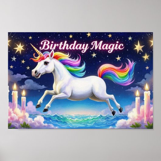 Anniversaire Magie poster Whimsical unicorne art d (Devant)